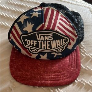 Vans Off the Wall American Flag Hat Stars and Stripes Adjustable, mesh back